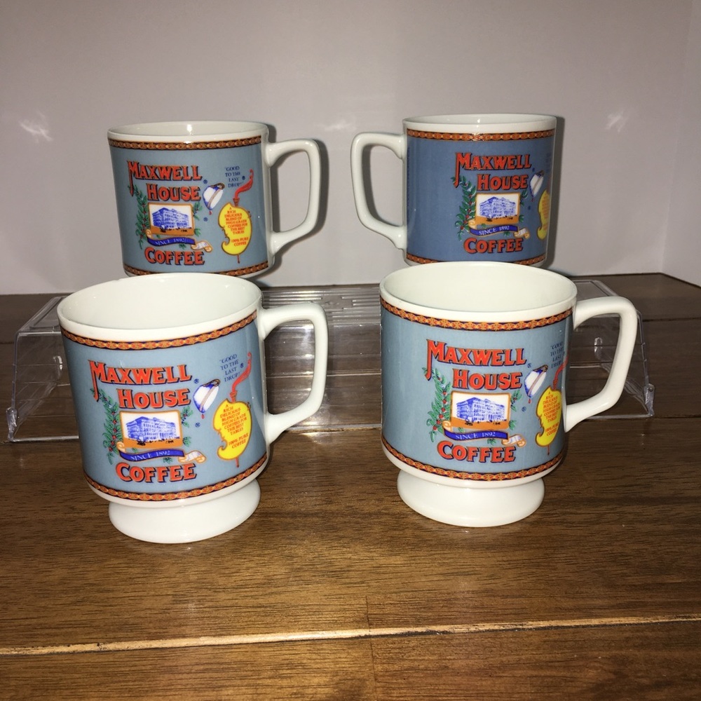 Porcelain Maxwell House Coffee Cups-Set Of 4